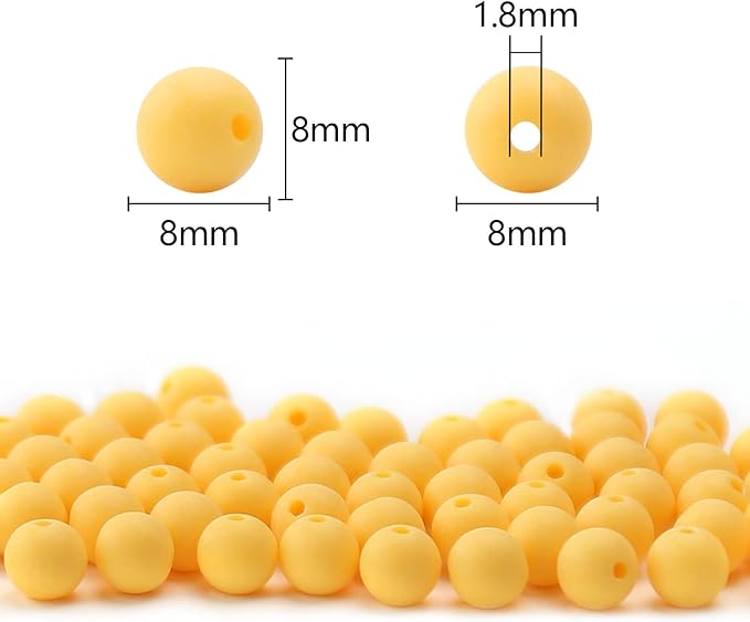 bonny boxx 500pcs 8mm matte yolk yellow acrylic round beads, frosted plastic resin bubblegum balls chunky gumball beads for necklace and bracelet making, crafting supplies