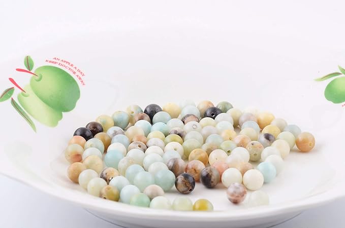 Natural Stone Beads 100pcs 6mm Amazonite Stone Round Genuine Real Stone Beading Loose Gemstone Hole Size 1mm DIY Smooth Beads for Bracelet Necklace Earrings Jewelry Making (Amazonite Green, 6mm)