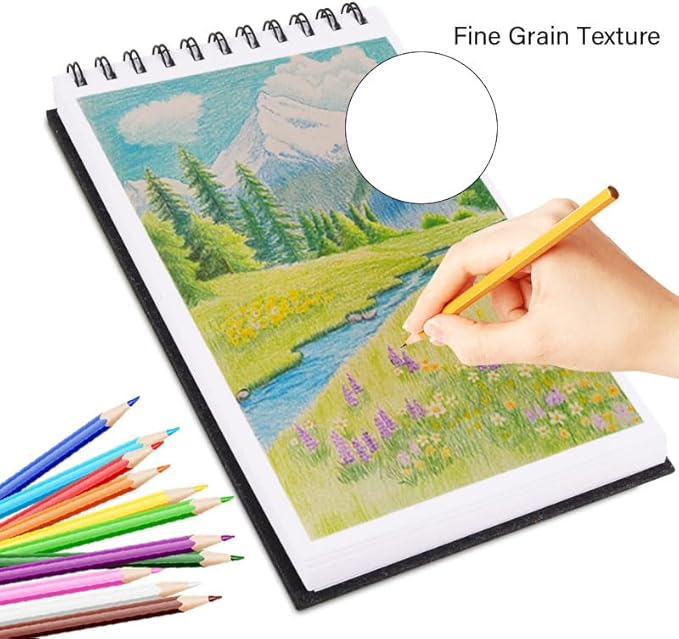 5.8" x 8.3" Mixed Media Sketch Book,Spiral Bound Hardcover Sketchbook,60 Sheets 92lb/150gsm Neutral White Acid Free Paper,Art Journal Sketchbook for Drawing Writing Sketching Illustration,Black