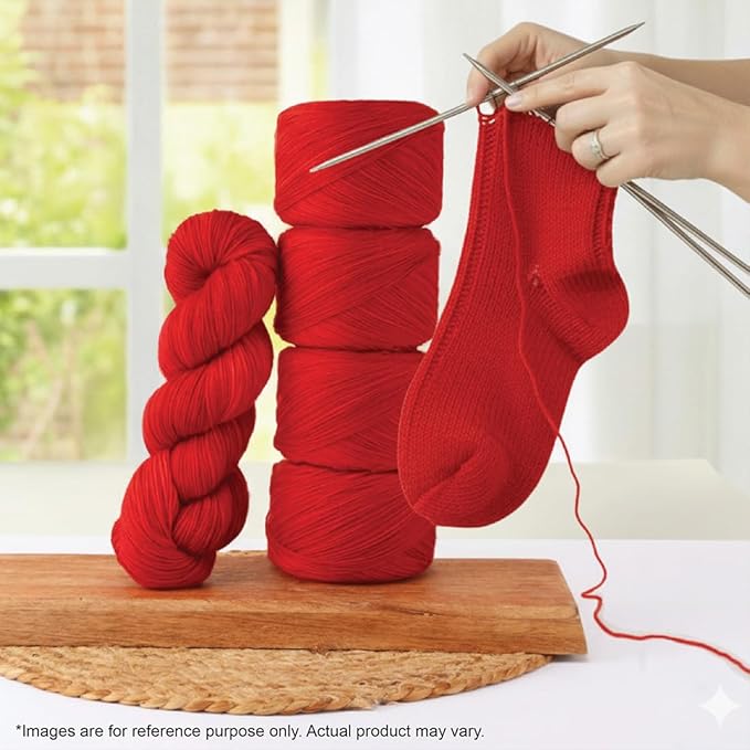 KnitPro Symfonie Fingering Weight Hand Dyed Semi-Solid Yarn Skein | Extra Fine Merino Wool & Polyamide Blend for Knitting & Crocheting, Oeko-TEX Certified 400m, 100g | Terra Scarlet