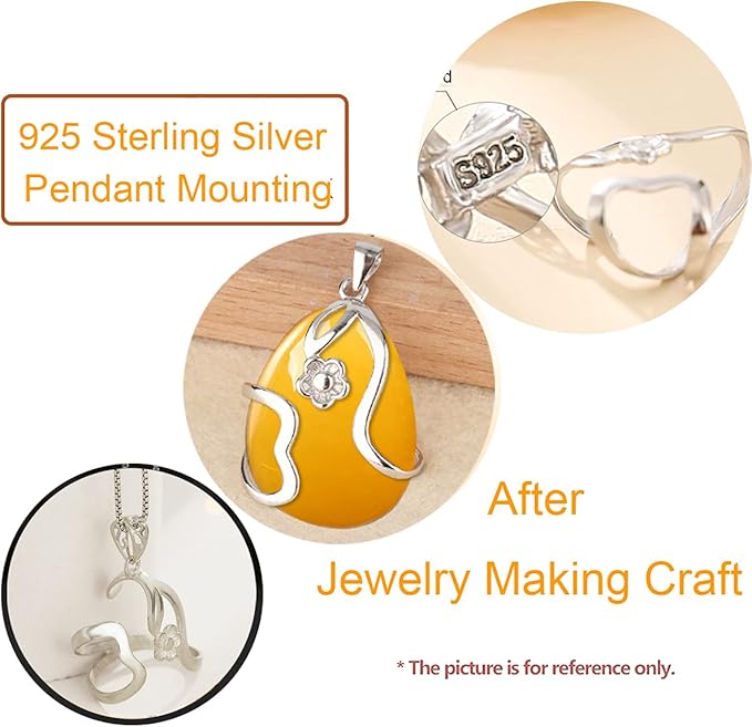 925 Silver Pendant Blank for 23X33mm Irregular Cabochons Pendant Setting Jewelry Finding Component for Charm Necklace Making