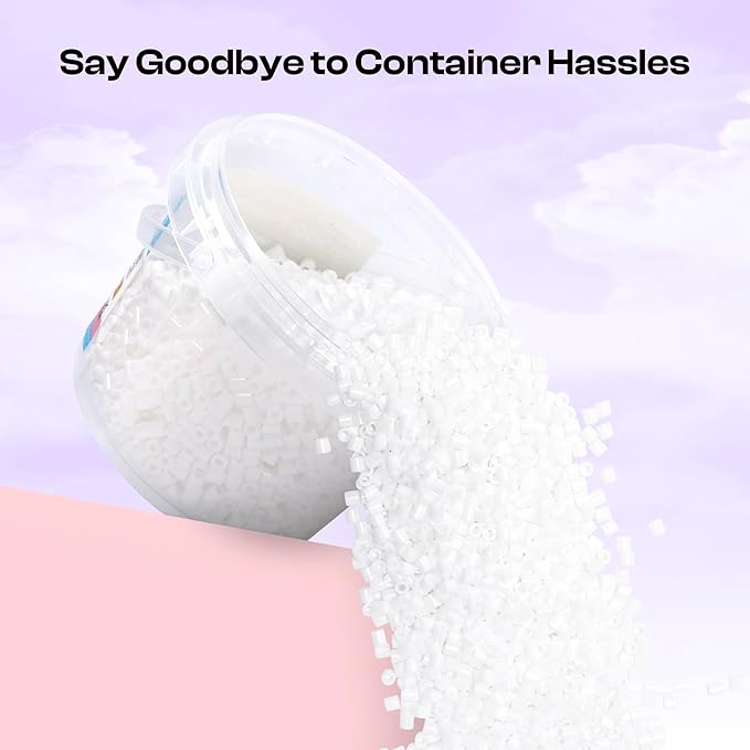 Caydo 3000PCS 5mm White Fuse Beads, Bucket Pack,Safe Iron Beads Crafts Kit for Kids DIY Pixel Art, Parent-Child Interaction, Holiday Gifts, School Projects