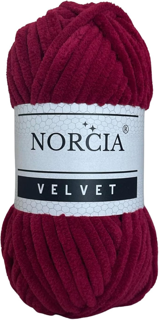 Soft Velvet Yarn Chenille Yarn for Crocheting Super Bulky 100g (74.3 yds) Baby Blanket Yarn for Knitting Amigurumi Yarn Fancy Yarn for Crochet Weaving Craft (Burgundy, 1 Skein)