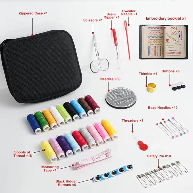 2026 New Embroidery Stitch Book Kit, All-in-One Embroidery Stitch Books and Sewing Kit, 86-Piece DIY Embroidery Stitching Book Kit with 106 Patterns, Tools and Tutorials, Suitable for beginners.