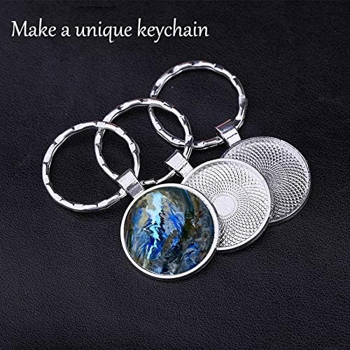 LANBEIDE 40 Pcs Silver Pendant Trays with 40 Pcs Clear Glass Cabochons - 1 Inch/25mm Round Bezels for Resin Craft, Photo Jewelry Making, Total 80 Pcs