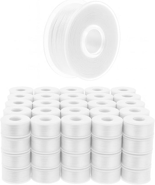 Mandala Crafts 144 White SA156 Prewound Bobbins for Singer Sewing Machine -15J SA156 Prefilled Bobbin Thread for Brother Sewing Machine and Embroidery