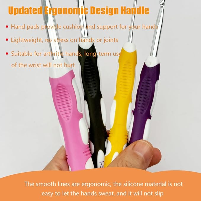 Mdoker Size N/15(10mm) Crochet Hook,Extra Long Crochet Hooks Needles for Arthritic Hands,Ergonomic Grip Soft Handles for Beginners and Experiecced Crochet Lover,Comfortable/Smooth/Ergonomic