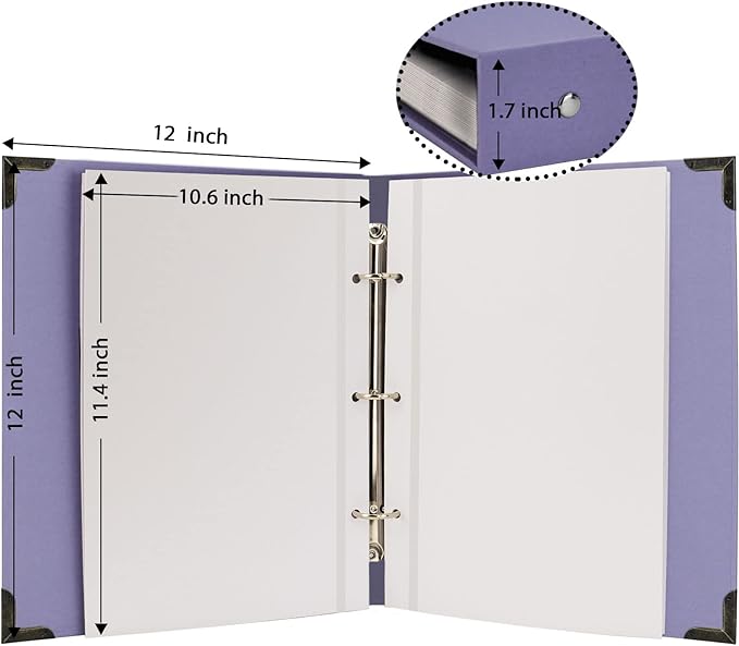 Vienrose Photo Album Self Adhesive 40 Pages Hardcover with DIY Scrapbooking Kit 3 Rings Paper Scrapbook for Lover Friends Kids Wedding Purple