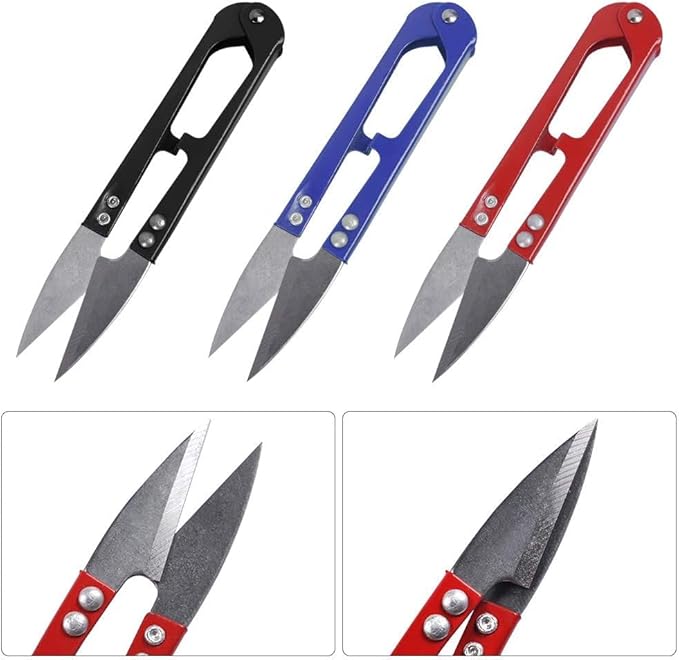UCEC Compact Thread Snips Small Sewing Scissors 4.2 Inch Metal Thread Cutter Yarn Scissors 9‑Pack Red Blue Black for Fabric Cutting Embroidery