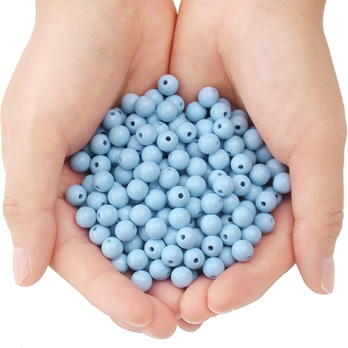 bonny boxx 1000pcs 6mm smooth aquamarine acrylic round beads, plastic resin bubblegum balls chunky gumball beads for necklace and bracelet making, crafting supplies