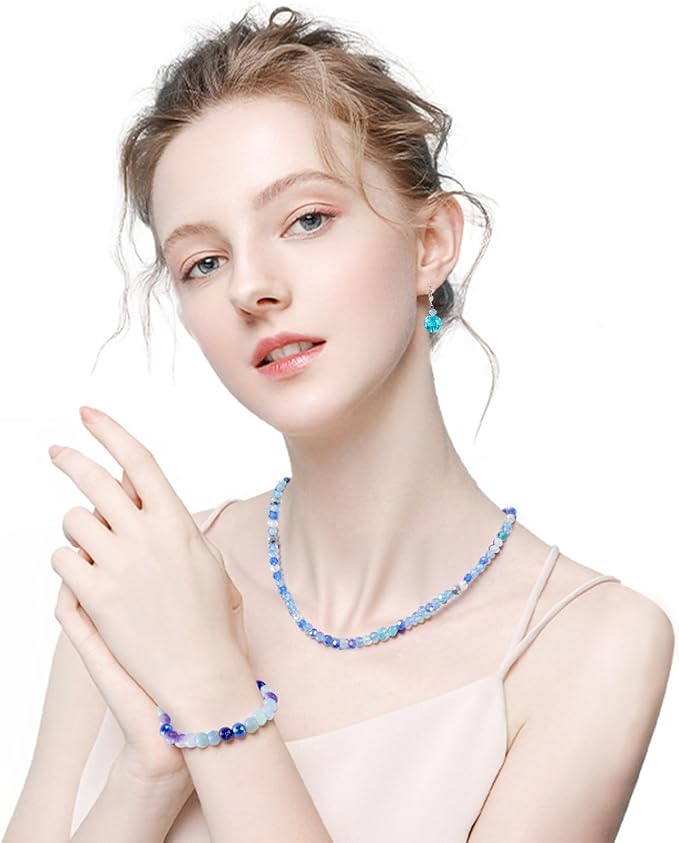 636pcs glass beads for jewelry making - blue craft crystal beads with loose beads sparkly faceted beads hole drilled diy for bracelets craft earrings bracelet necklace jewelry making