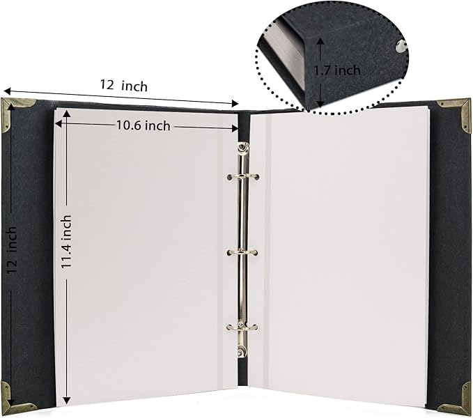 Vienrose Photo Album Self Adhesive 60 Pages Hardcover with DIY Scrapbooking Kit 3 Rings Paper Scrapbook for Lover Friends Kids Wedding Black