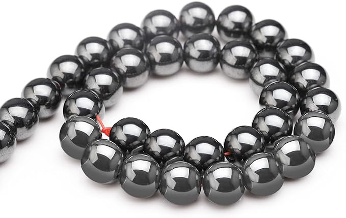 youngbling natural gemstone beads for jewelry making,6mm hematite polished round smooth stone beads,genuine real stone for bracelet necklace 15 inch(hematite,6mm)