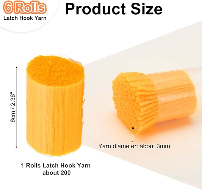 PATIKIL 6 Rolls Latch Hook Yarn, Latch Hook Kit Yarn Precut Hook Rugs Making Crochet Bundles for Latch Hook Rug Adults Beginners Tapestry DIY Craft, Yellow