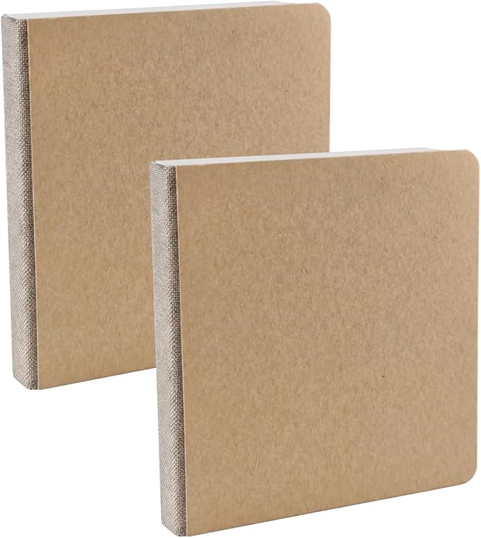 Hibmisy 2 Pack Sketchbook, 140LB/230GSM Drawing Paper, 58 Sheets Each, Sketch Book for Alcohol Markers, Watercolor, Acrylic Paint, Drawing & Quick Notes (Brown, 5"x5")