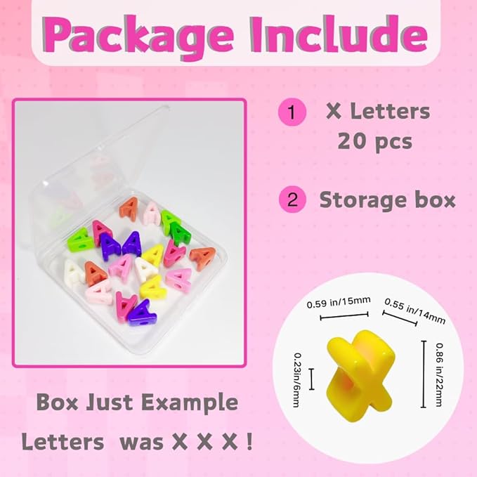 Maerolre 20Pcs Large Letter Beads, 20mm Big Acrylic Bubble Alphabet Beads, Colorful Plastic Beads for DIY Keychains, Jewelry Making, Phone Crafts Projects - X