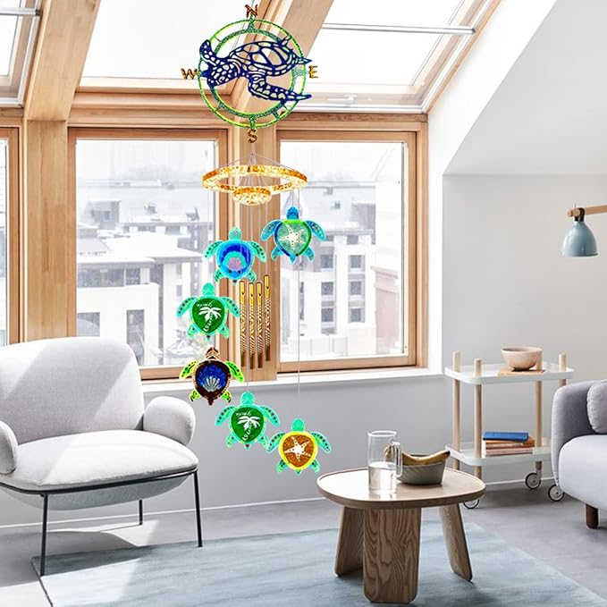 33Pcs Wind Chimes Epoxy Resin Molds Kit Turtle Shape Wind Bell Silicone Mold Tortoise Coaster Mould Wall Hanging Casting Moulds for Home Decorations (Wind Chime Mould)