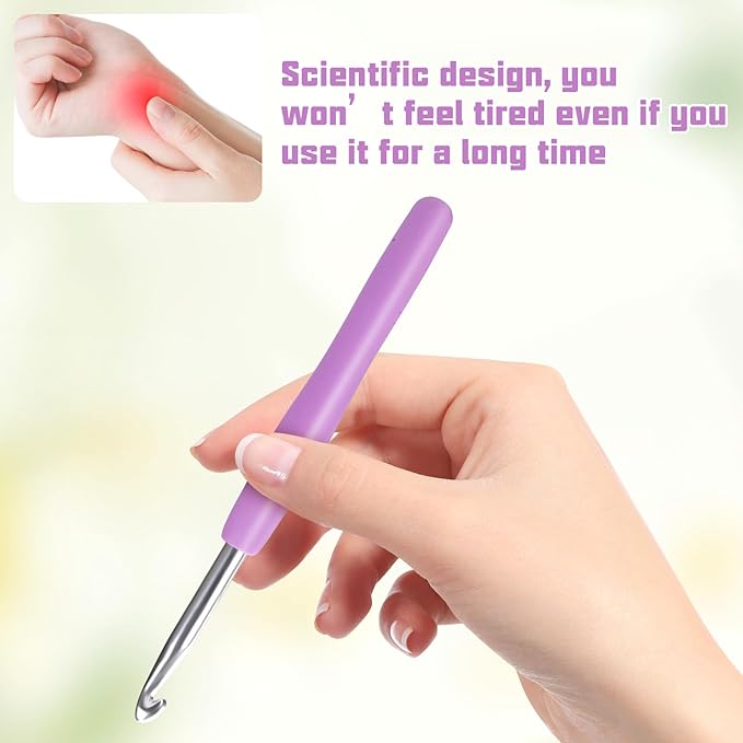 Crochet Hook, 6.5 mm Ergonomic Crochet Hook, Crochet Needles for Arthritic Hands, Knitting Needles with Soft Handle Beginners and Experienced Hobbyists (6.5 mm)
