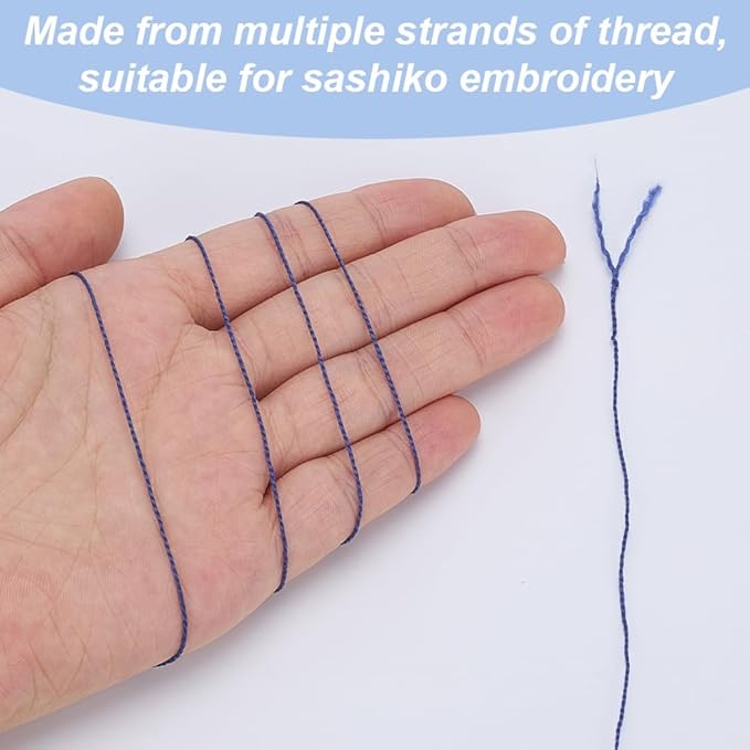 FREEBLOSS 4 Pcs Sashiko Thread Sashiko Skein 100M * 4 Colors Pure Cotton Embroidery Thread Japanese Sewing Threads Quilting & Embroidery Kit Supplies, Blue