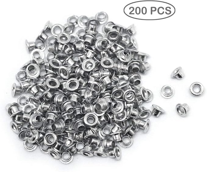 3mm/1/8 Aluminum Quicklet Eyelets-Scrapbooking/Birthday Wedding Baby Greeting Holiday Card/Paper Craft/Luggage Cruise Tag/DIY Album/Clothing etc-200 PCS (Silver)