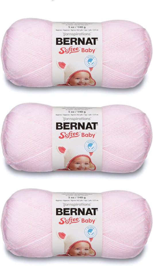 Bernat Softee Baby Pink Yarn - 3 Pack of 141g/5oz - Acrylic - 3 DK (Light) - 362 Yards - Knitting/Crochet
