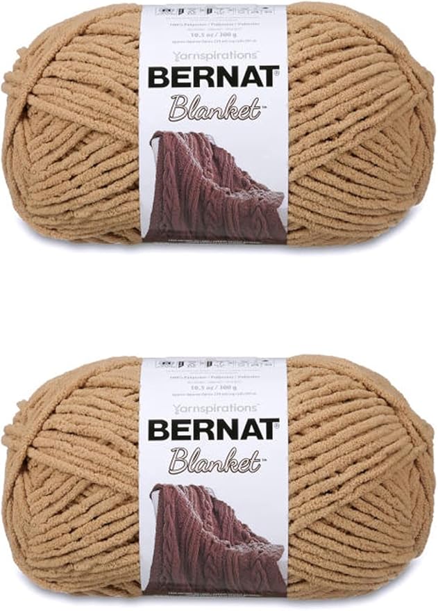 Bernat Blanket Sand Yarn - 2 Pack of 300g/10.5oz - Polyester - 6 Super Bulky - 220 Yards - Knitting/Crochet