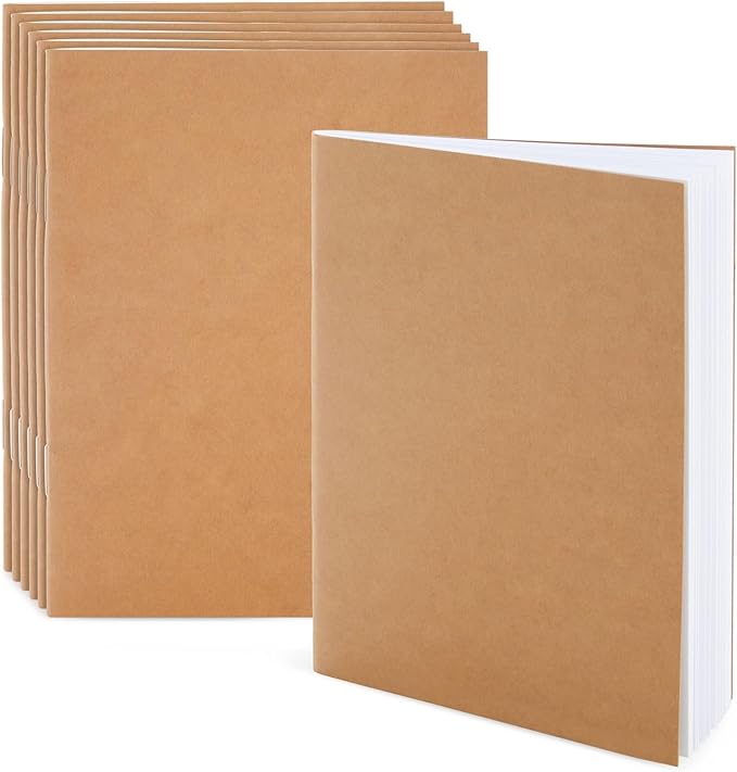Paper Junkie Bulk Notebooks - A6 4 x 6-Inch, Kraft, Unlined, Pack of 24 - Blank Sketchbook & Mini Sketch Pads for Kids - Nature Journal for Kids & Craft Paper Notebooks