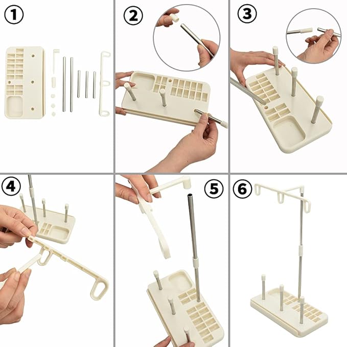 Vuzvuv 2 Pack Thread Holders, Embroidery & Sewing Machine Organizer, 3-Spool Thread Rack, Suitable for Beginners & Adults, White-Pink