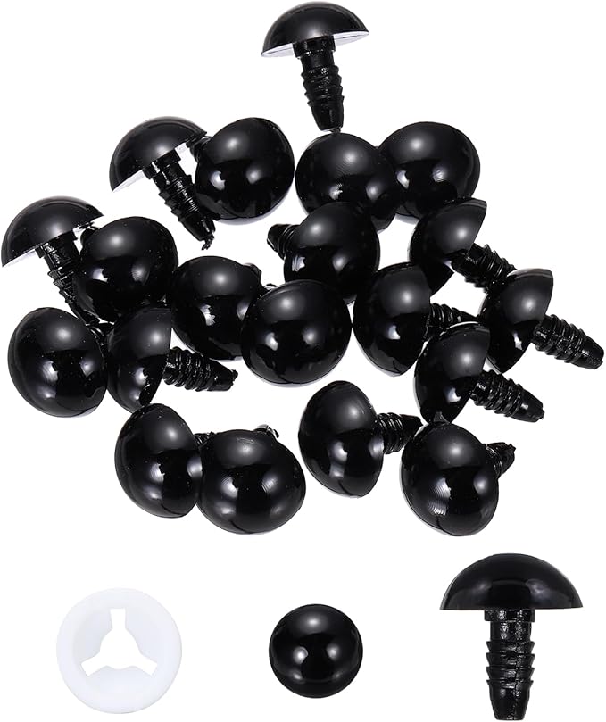 PATIKIL 16mm Safety Eyes, 20 Pcs Plastic Craft Eyes with Protective Film with Washers for Stuffed Animals Crochet Toys Dolls DIY Craft Making, Black