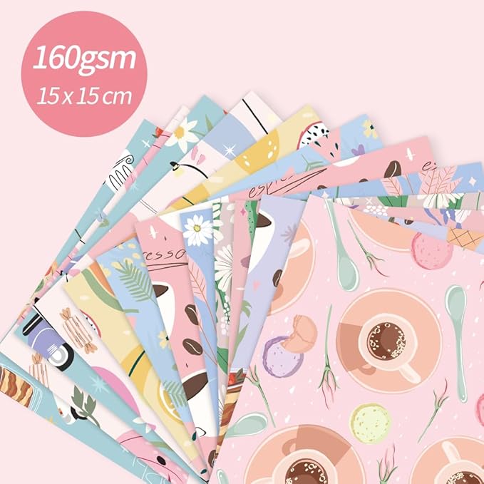 6x6" 160gsm Cardstock Single Sided Scrapbooking 24 Papers Pad Vintage Decoupage Scrapbook Kit Patterned Paper Junk Journal Supplies Journaling Supply Scrap Paper Crafting. Cartoon