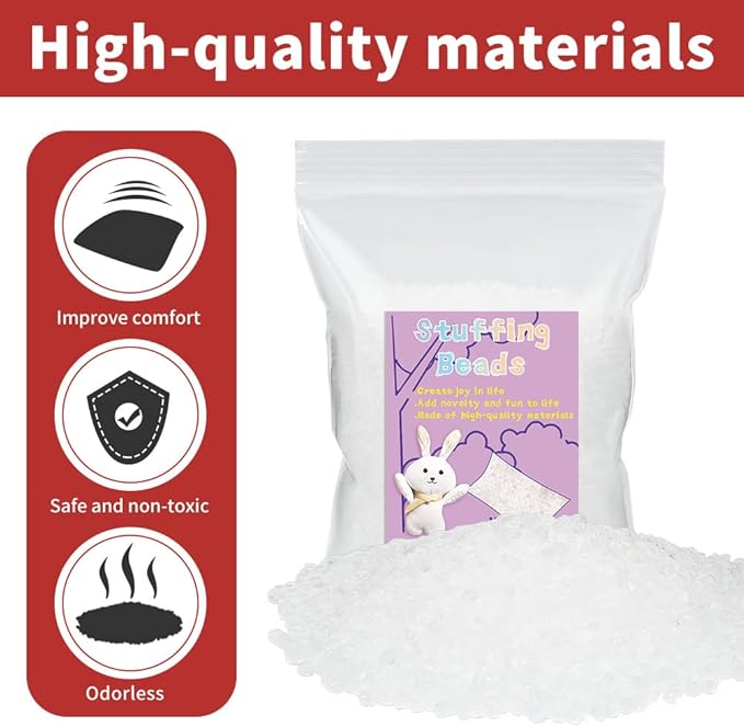 FTEVEN 200g / 7.05oz Stuffing Beads, Premium Plastic Weight Stuffed Beads, Polyethylene Filler Bead, Plastic Transparent StuffingBeads for Filling Bean Bags, Animal DIY Crafts