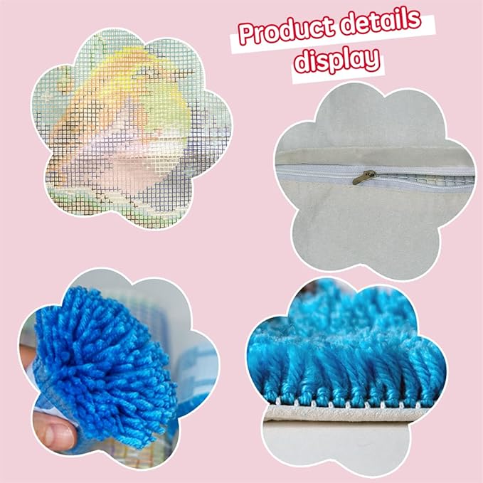 DL-YTG Latch Hook Kits Pillow Christmas Hat Crochet Yarn Colour Pre-Printed Canvas Needlework DIY Pillowcase Hook Christmas Home Arts Crafts Decoration 16 X16inch