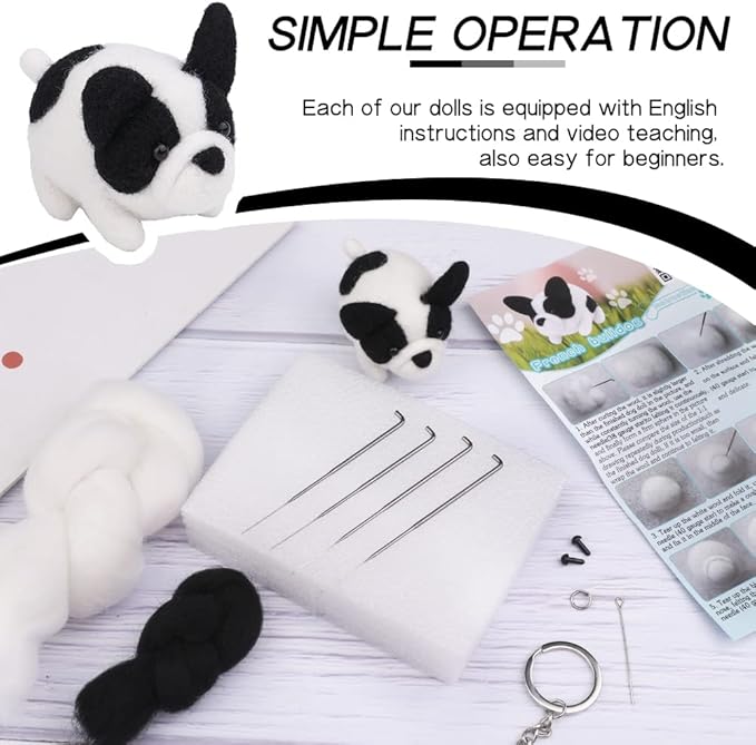 QMNNMA Needle Felting Kit, Animals Needle Felting Set, DIY Wool Felt Materials Set with Felting Tool and Instruction for Needle Felting Craft Project and DIY Handmade