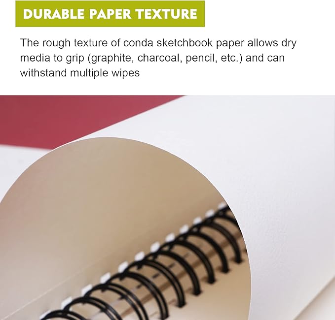 Conda 8.5"x11" Hardbound Sketch Book, 80-Sheets 90gsm Double-Sided Hardcover Sketchbook, Spiral Sketch Pad, Durable Acid Free Drawing Art Paper for Adults