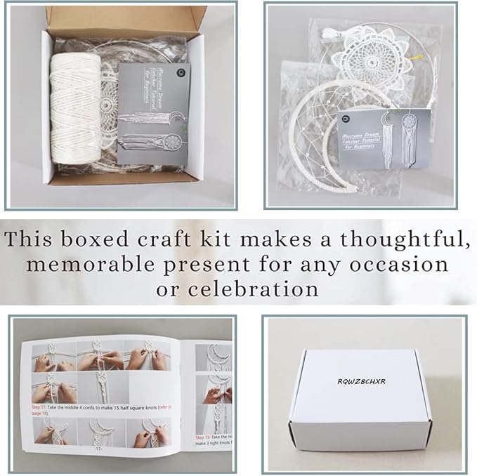 RQWZBCHX Macrame Dream Catcher Kits for Adults Beginners, 2PCS Macrame Wall Hanging Supplies