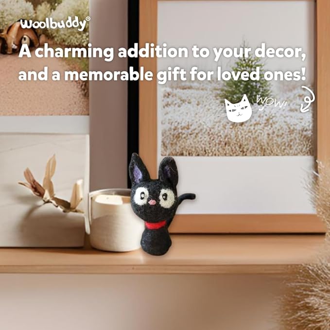 Woolbuddy Needle Felting Kit for Beginners & Adults – DIY Black Cat Animal Craft Kit – Complete Starter Kit with Wool, Needles & Step-by-Step Instructions
