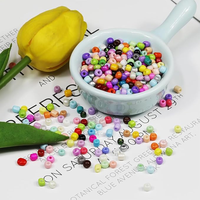 Bulk 4mm Multicolour Seed Beads for Jewelry Making 110 Grams About 1600pcs,6/0 Glass Craft for Making Earrings, Bracelets, Pendants, Waist Jewelry, DIY Handmade Seed Beads（Multicolour ）
