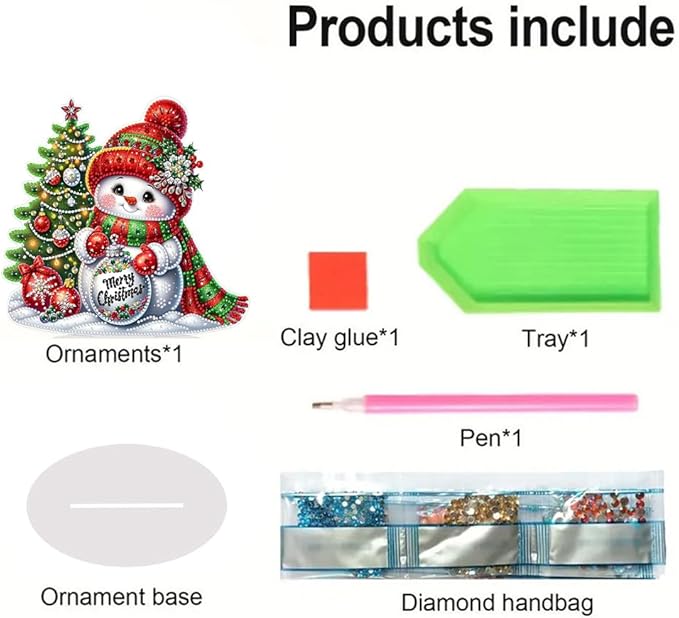 LAKEQUILL ﻿ Christmas Desktop Diamond Art Kit for Adults Christmas,DIY Stand Up Double Sided Special Shaped Diamond Art Desktop Ornaments for Home Office （ Xmas Snowman ）