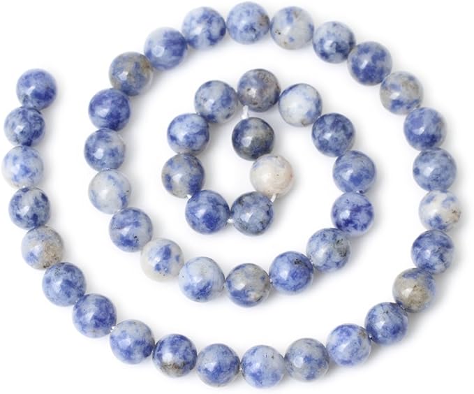cheavian 45pcs 8mm natural blue white sodalite gemstone round loose beads for jewelry making 1 strand 15"