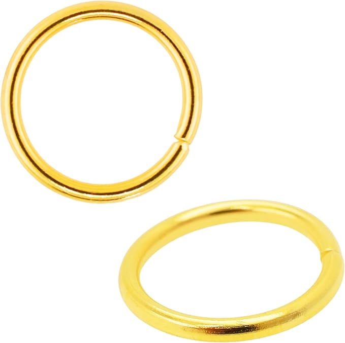 Mandala Crafts Assorted Gold Color Jump Rings Jewelry Findings Metal O Rings for Jewelry Making Supplies - 200 14mm Small Open Jump Rings Kit for Necklace Earring