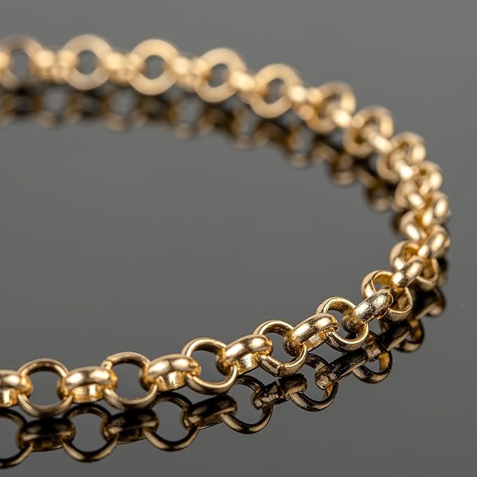 YOUBEIYEE 10 Meters Gold Plated Chain for Jewelry Making, Aluminum Rolo Necklace Chain for Men and Women Lightweight Craft Chain Roll