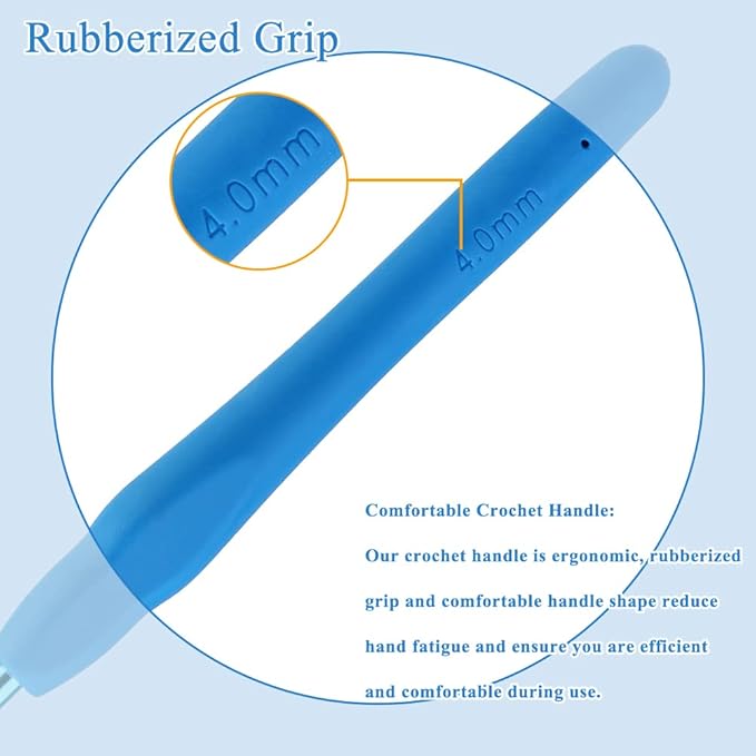 4mm Beginners Crochet Hook, Ergonomic Handle Crochet Hooks for Arthritic Hands, Comfortable Smooth Knitting Needles for Handmade DIY, Random Color