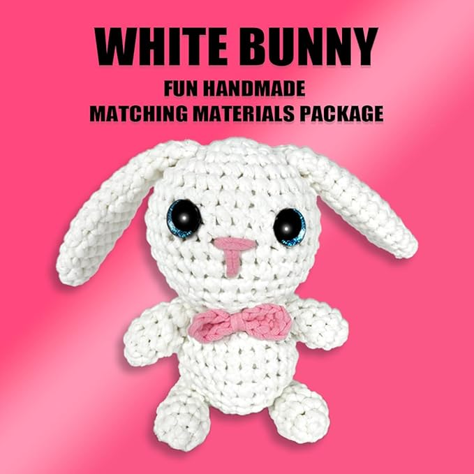 YCSCMG Z Crochet Kits for Beginners - Animal Crochet Sets - Step-by-Step Video Tutorials DIY, Rabbit Crochet Kits Rabbit with Long Ears