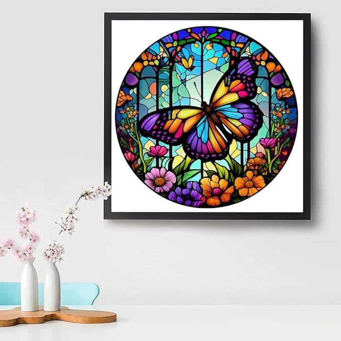 Butterfly Stamped Cross Stitch Kits - Counted Cross Stitch Kits for Beginners Adults,11 CT Patterns Dimensions Embroidery Kits Arts Craft Kits,for Gift and Home Decor 13.8 x 13.8inch