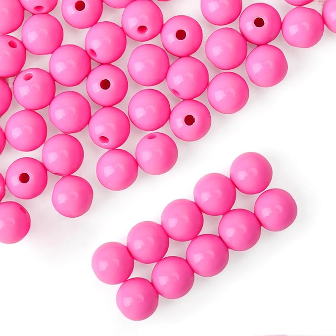 bonny boxx 1000pcs 6mm smooth rose acrylic round beads, plastic resin bubblegum balls chunky gumball beads for necklace and bracelet making, crafting supplies