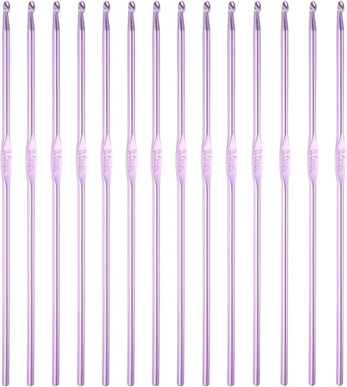 HEYLEAYAR 3MM Aluminum Crochet Hooks 14PCS,Crochet Needle US Size F(Size 4),Crochet Needles for Knitting Craft Yarn Contribute to Beginners