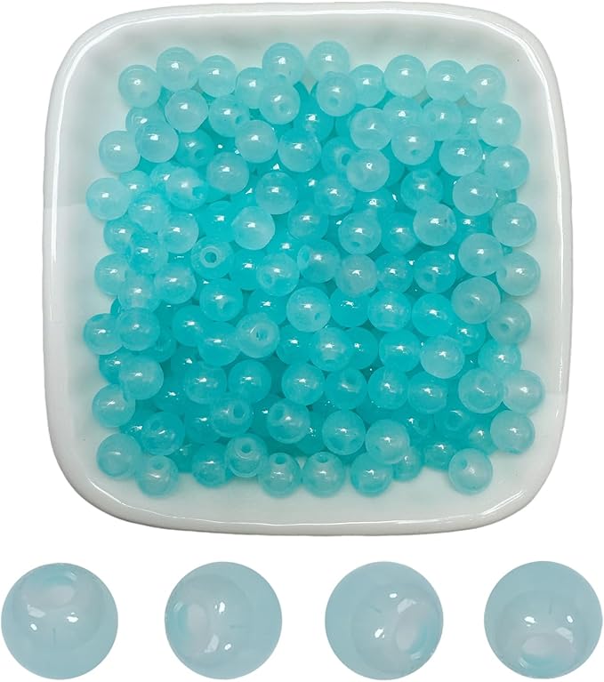 6mm Round Glass Beads for Jewelry Making, 900Pcs Glass Seed Beads for Bracelets, DIY Crafts (Light Blue)