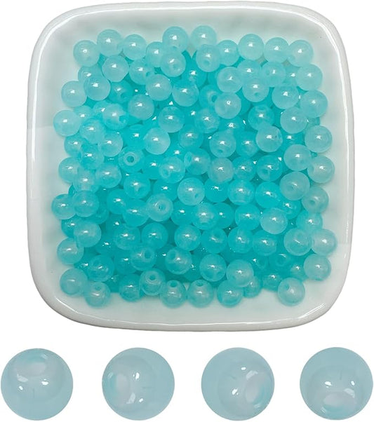 6mm Round Glass Beads for Jewelry Making, 900Pcs Glass Seed Beads for Bracelets, DIY Crafts (Light Blue)