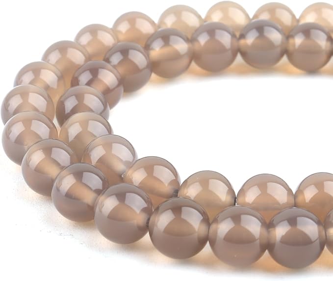 Natural Stone Beads for Jewelry Making - 10mm Gemstone Round Beads for Bracelets(35-37pcs, Gray Agate)