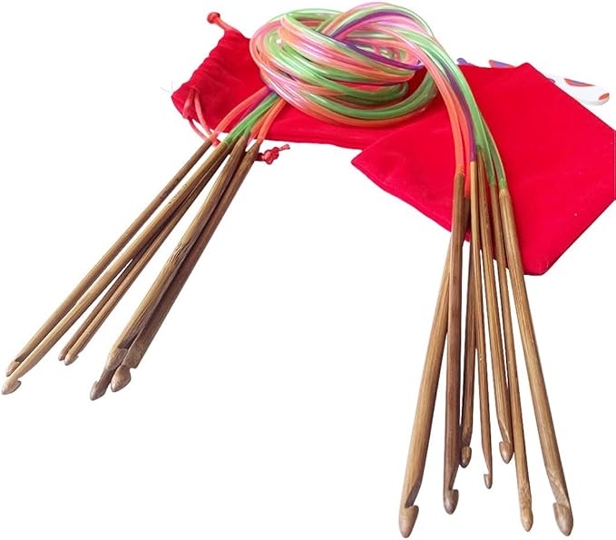 KnitPal 47-inch(120cm) Circular Crochet Hooks Double Ended Tunisian Crochet Hooks Set with Cable for Afghan Crocheting in The Round - 7 US Sizes: D/3mm,E/3.5mm,F/3.75mm,G/4mm,7/4.5mm,H/5mm,I/5.5mm